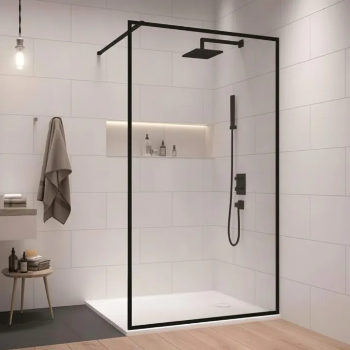 Teine II ścianka walk-in 100x200 cm, szkło transparent z czarną ramką