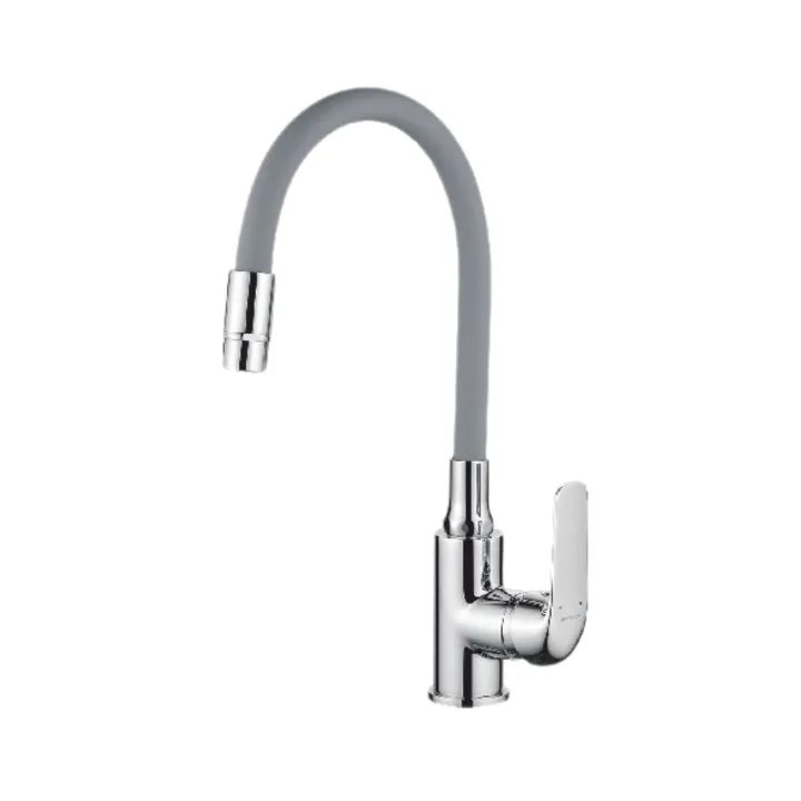 Modena elastico zlewozmywak granitowy szary 50x78 cm, 1-komora+1/2 ociekacz, bateria elastyczna, syfon