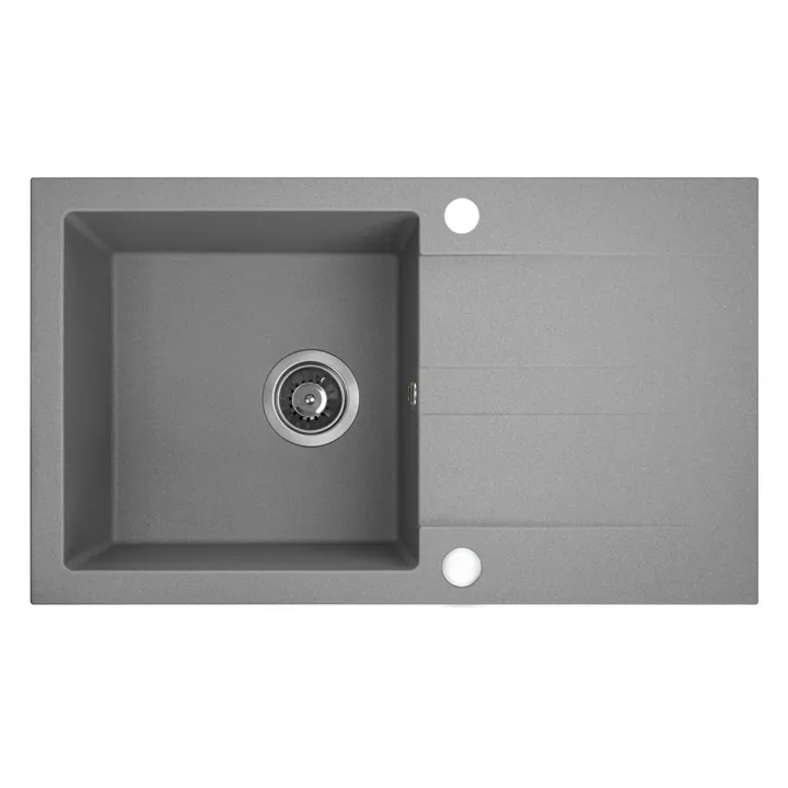 Maranello elastico zlewozmywak granitowy szary 44x76 cm, 1-komora+ociekacz, bateria elastyczna, syfon